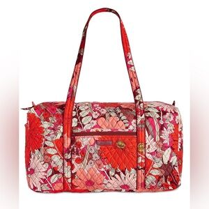 Vera Bradley Floral Red and Pink Quilted Tote Duffle Bag Travel Weekend